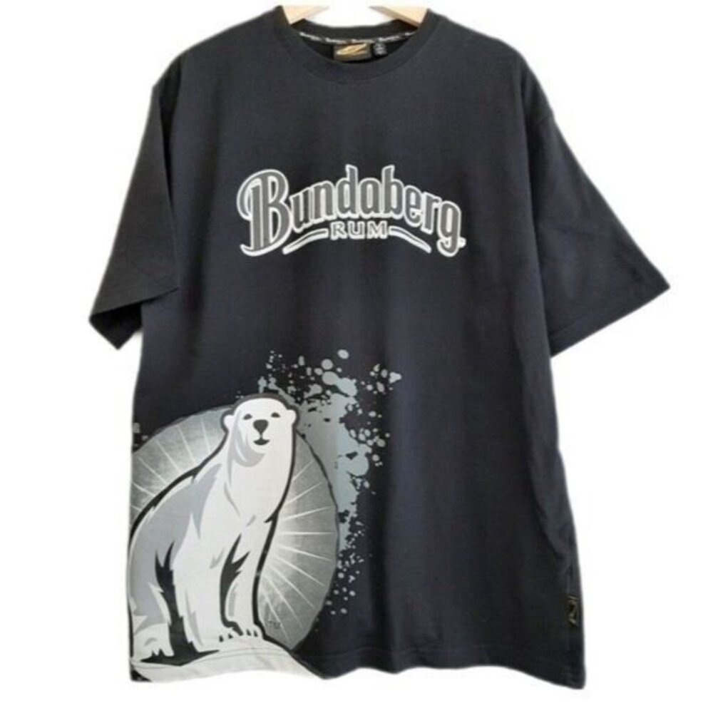 BUNDABERG RUM Promotional Black T-Shirt Polar Bear Men's Sz XL